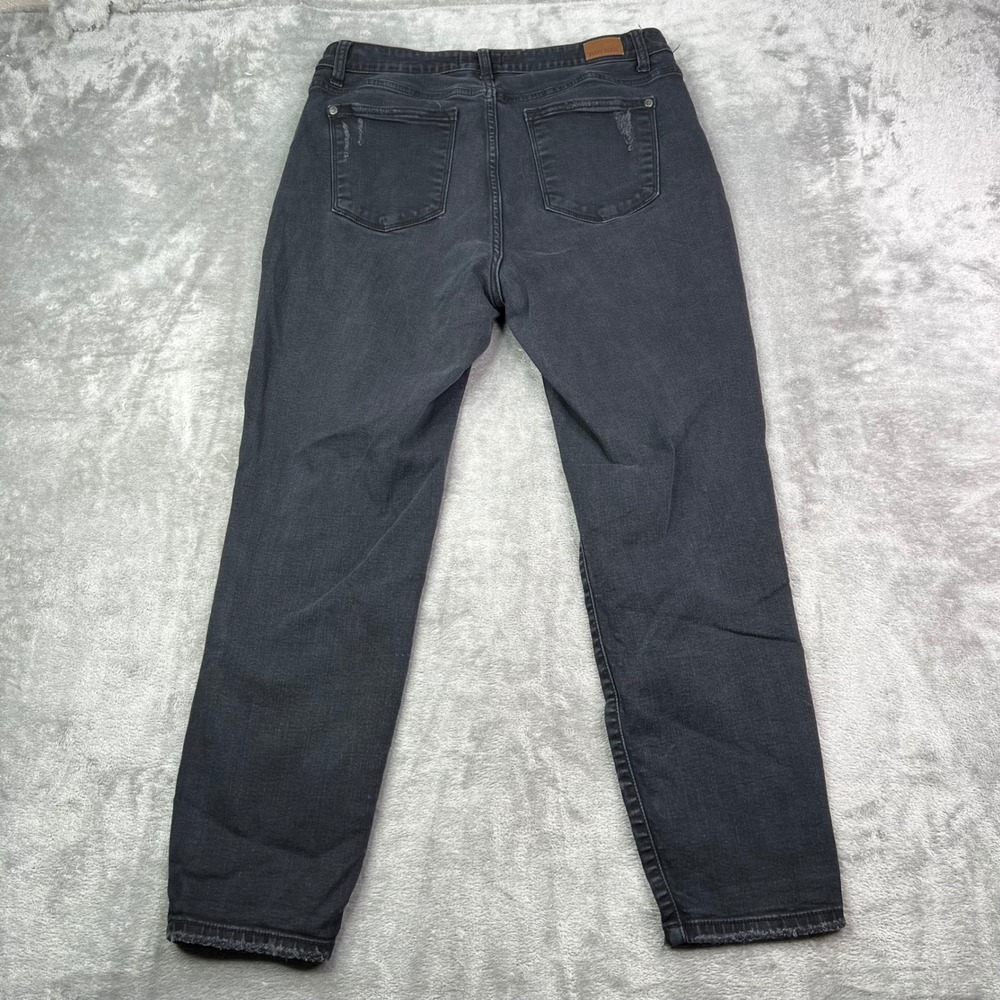 Judy Blue Boyfriend Jeans Womens 13/31 Black Solid Distressed Stretch Denim - Picture 2 of 16